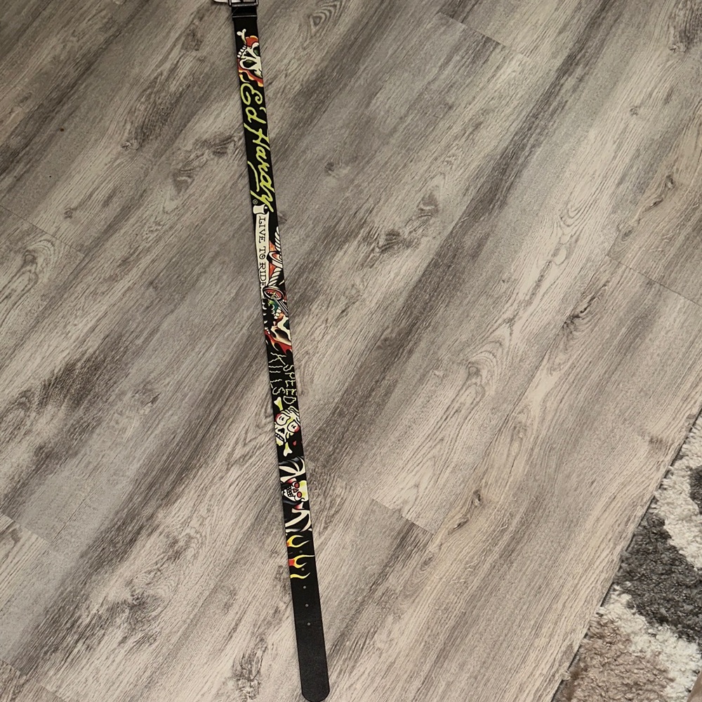 Ed Hardy Black Belt with Colorful Graphics